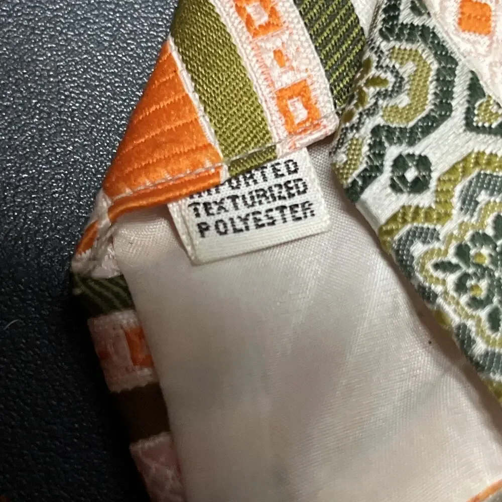 Vintage Cohen’s by DAMON Mens Necktie 1960s Orange Green White Textured, Texas